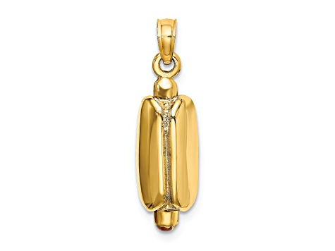 14k Yellow Gold 3D Multi-Color Enamel Hot Dog with Bun Charm