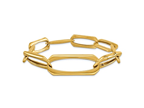 18K Yellow Gold Fancy Oval Link 8 inch Bracelet