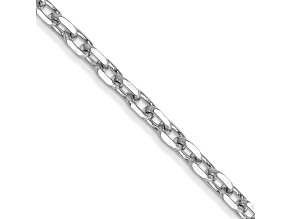 Rhodium Over 10k White Gold 1.8mm Solid Diamond-Cut Round Open Link Cable 16 Inch Chain
