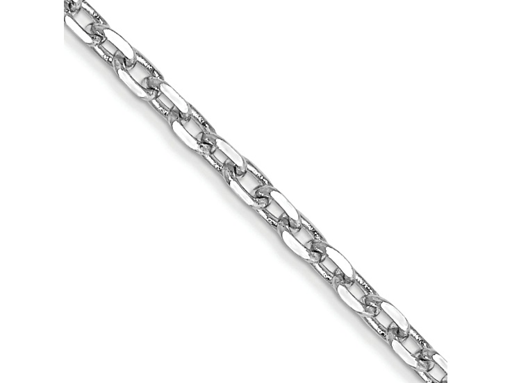 Rhodium Over 10k White Gold 1.8mm Solid Diamond-Cut Round Open Link Cable 24 Inch Chain