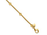 14K Yellow Gold Polished and Diamond-cut Beaded Bracelet