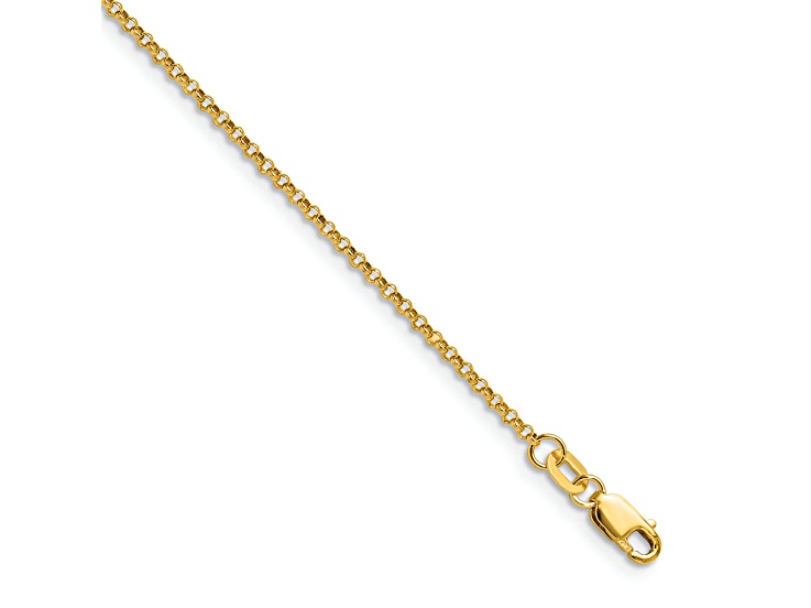 14K Yellow Gold 1.55mm Rolo Pendant Chain Bracelet