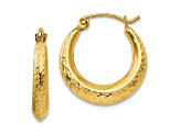 14K Yellow Gold Textured Hollow Hoop Earrings