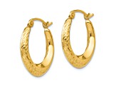 14K Yellow Gold Textured Hollow Hoop Earrings