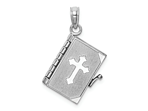 Rhodium Over 14k White Gold Lord's Prayer Bible Pendant