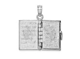 Rhodium Over 14k White Gold Lord's Prayer Bible Pendant