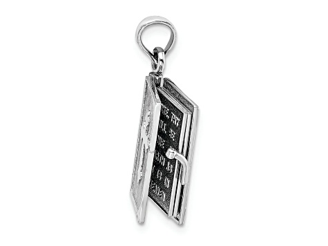 Rhodium Over 14k White Gold Lord's Prayer Bible Pendant