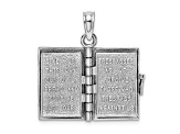 Rhodium Over 14k White Gold Lord's Prayer Bible Pendant