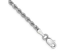 Rhodium Over 10k White Gold 2.25mm Diamond-Cut Rope Link Bracelet