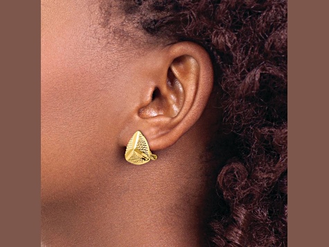 14k Yellow Gold Textured Non-pierced Fancy Stud Earrings