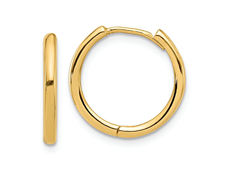 14k Yellow Gold Polished 5/8" Hinged Hoop Earrings