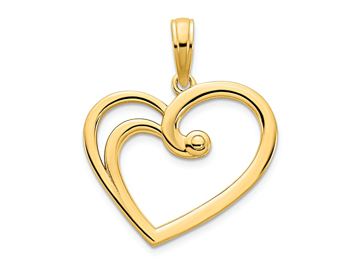 14k Yellow Gold Fancy Open Heart Pendant