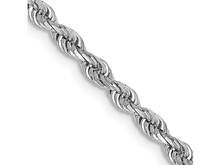 Rhodium Over 10k White Gold 2.75mm Solid Diamond-Cut Quadruple Rope 18 Inch Chain