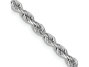 Rhodium Over 10k White Gold 2.75mm Solid Diamond-Cut Quadruple Rope 26 Inch Chain