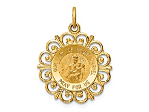 14k Yellow Gold Satin Our Lady of Mt. Carmel Medal Charm