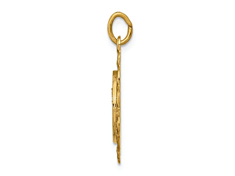14k Yellow Gold Satin Our Lady of Mt. Carmel Medal Charm - 1B5PKA | JTV