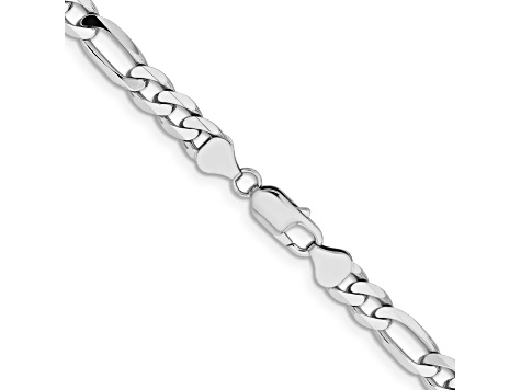 14K White Gold 7.5mm Flat Figaro Chain Necklace