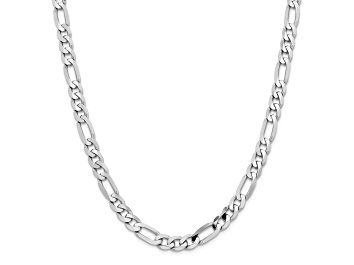 Picture of 14K White Gold 7.5mm Flat Figaro Chain Necklace