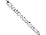 14K White Gold 7.5mm Flat Figaro Chain Necklace