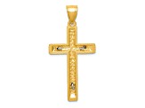 14K Yellow and White Gold Diamond-cut Crucifix Pendant