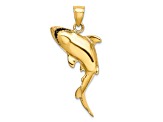 14k Yellow Gold 3D Polished and Textured Shark Charm