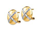14k Yellow Gold and Rhodium Over 14k Yellow Gold Polished 16mm X Stud Earrings