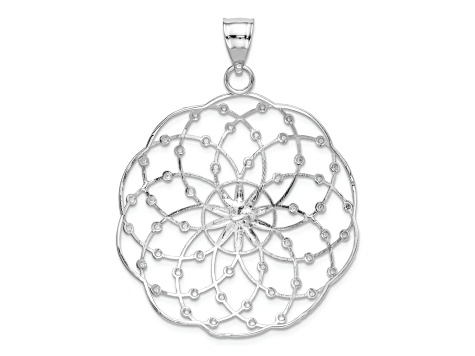 Rhodium Over 14k White Gold Diamond-Cut Sphere Pendant