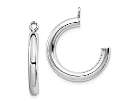 Rhodium Over 10k White Gold 13/16" Polished Tube Hoop Earring Jackets