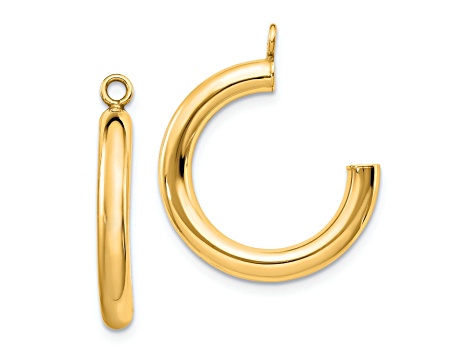 10k Yellow Gold 7/8" Polished Tube Hoop Earring Jackets