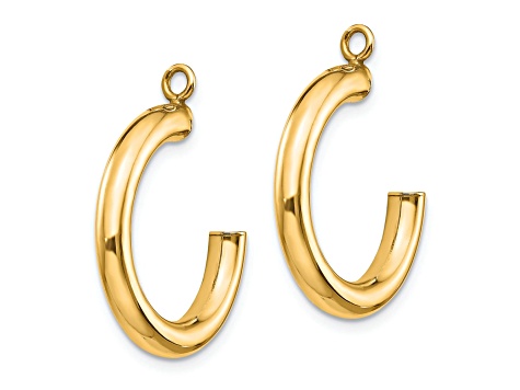 10k Yellow Gold 7/8" Polished Tube Hoop Earring Jackets