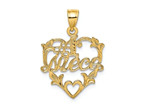 14k Yellow Gold Textured #1 Niece in Heart Charm