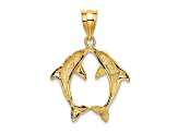 14k Yellow Gold Two Dolphins Pendant