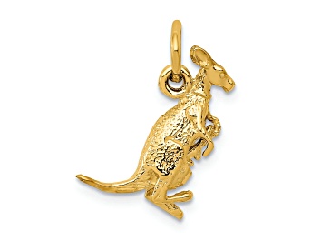 Picture of 14k Yellow Gold 3D Kangaroo with Joey Charm Pendant