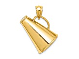 14k Yellow Gold Solid 3D Polished Large Megaphone pendant