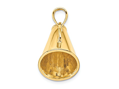 14k Yellow Gold Solid 3D Polished Large Megaphone pendant