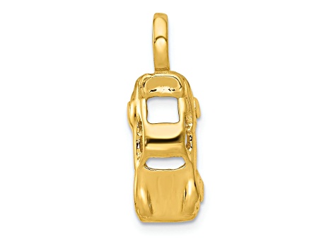 14k Yellow Gold Textured Sports Car Charm Pendant