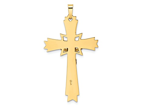 14k Yellow Gold and 14k White Gold Solid Polished and Textured Fancy INRI Crucifix Pendant