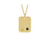 14K Yellow Gold Sapphire and Diamond Capricorn Zodiac Constellation Pendant With Chain