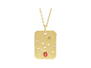 14K Yellow Gold Fire Opal and Diamond Taurus Zodiac Constellation Pendant With Chain