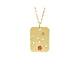 14K Yellow Gold Fire Opal and Diamond Taurus Zodiac Constellation Pendant With Chain