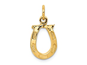 10K Yellow Gold Solid Polished and Textured Horseshoe Charm