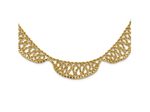 14K Yellow Gold Polished and Diamond-cut Fancy 17-inch Necklace
