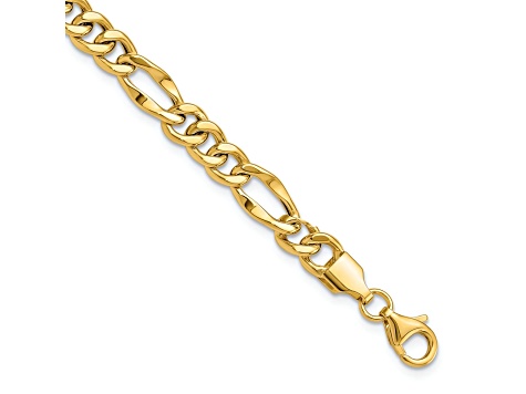 14K Yellow Gold Polished Figaro Link Bracelet