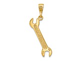 14k Yellow Gold Textured Wrench Charm Pendant