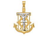 14K Yellow and White Gold Diamond-cut Mariner's Cross Pendant