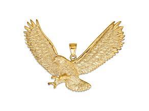 14k Yellow Gold Textured Eagle Pendant
