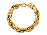 14K Yellow Gold 11.8mm Rope 8.5 inch Bracelet