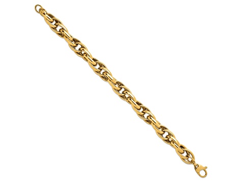 14K Yellow Gold 11.8mm Rope 8.5 inch Bracelet
