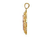 14K Yellow and Rose Gold with White Rhodium Guadalupe Medal Pendant