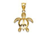 14K Yellow Gold Peace Turtle Pendant